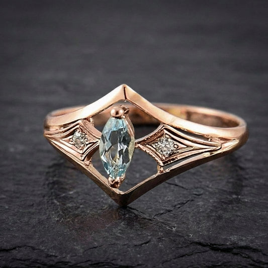 Elegant Rose Gold Marquise Ring 67024291