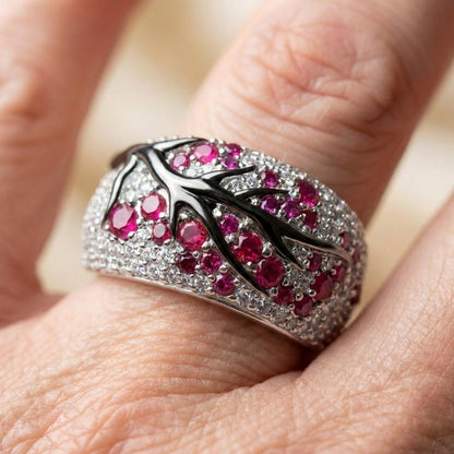 Elegant Ruby Blossom Ring