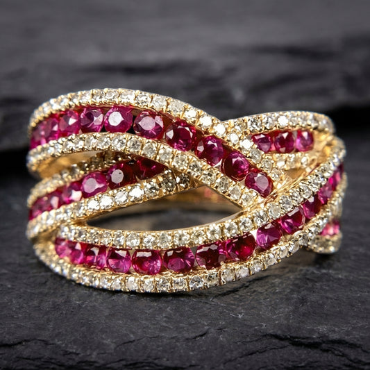 Elegant Ruby Crossover Ring 84065172