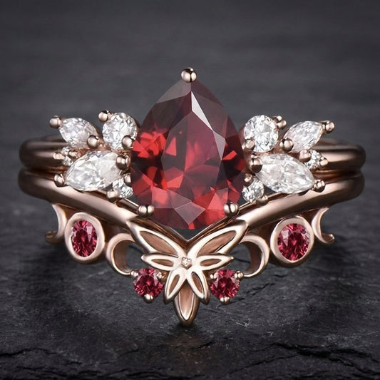 Elegant Ruby Waterdrop Ring 30993248