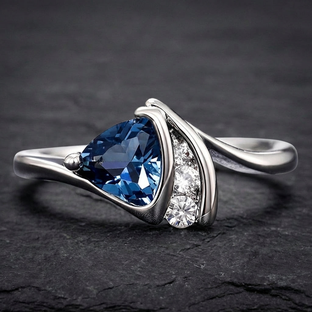 Elegant Sapphire Cubic Zirconia Ring 10654132
