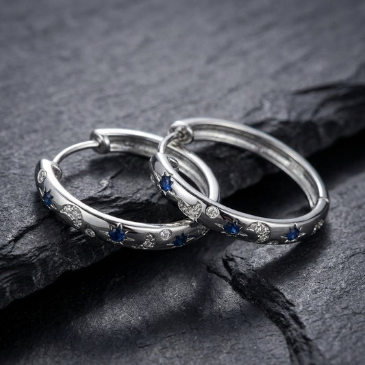 Elegant Sapphire Moon Earrings 39577001