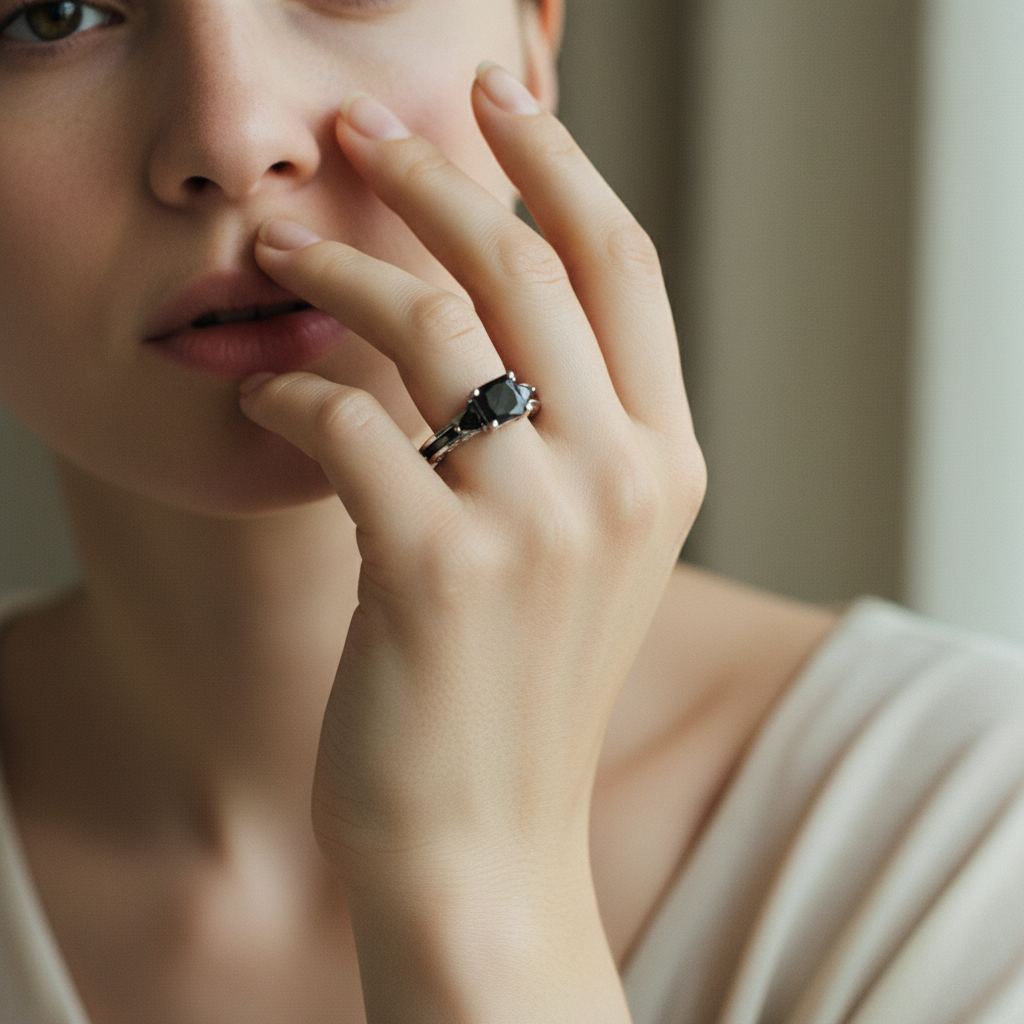 Elegant Silver Color Stone Ring