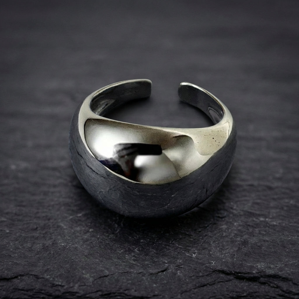 Elegant Silver Dome Ring 66389065
