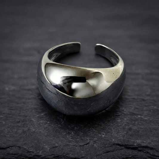 Elegant Silver Dome Ring 66389065