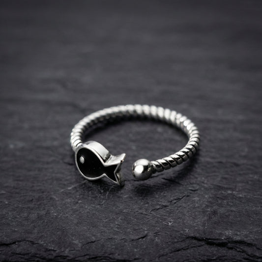 Elegant Silver Fish Ring 12027181