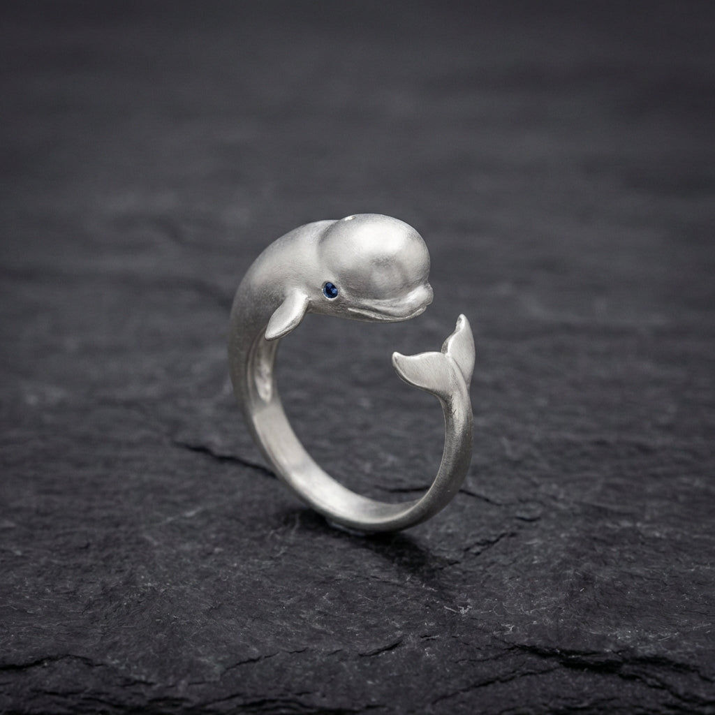 Elegant Silver Whale Ring 64063925