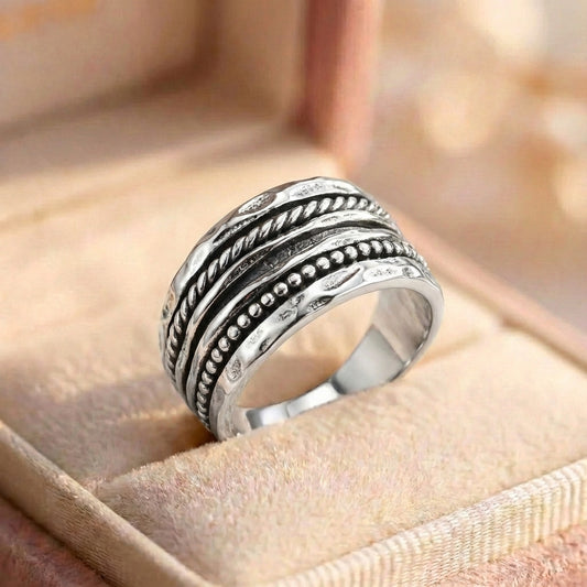 Elegant Silvershade Stack Ring