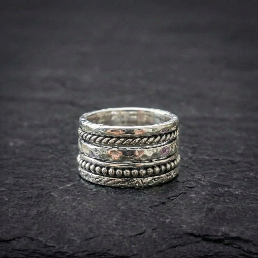 Elegant Silvershade Stack Ring