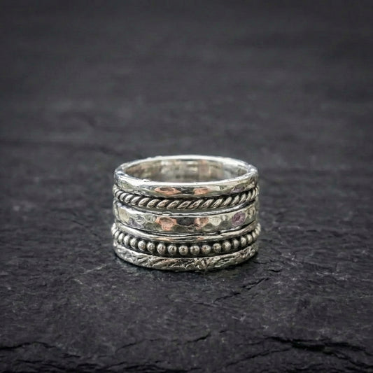 Elegant Silvershade Stack Ring