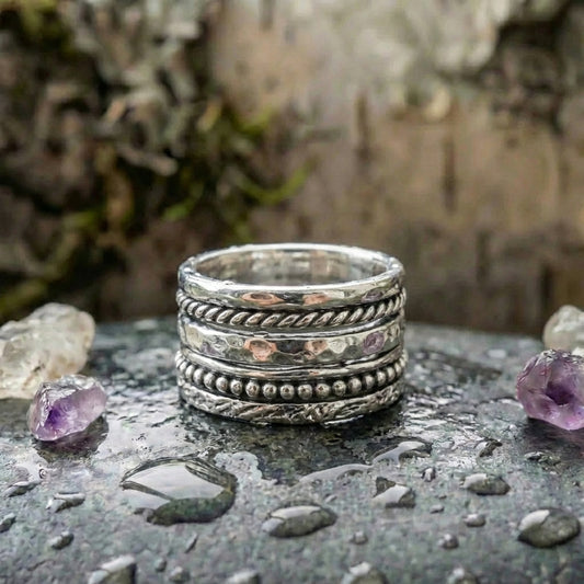Elegant Silvershade Stack Ring