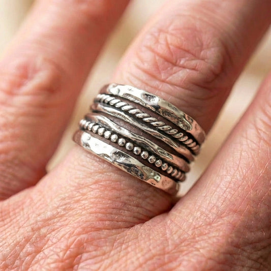 Elegant Silvershade Stack Ring