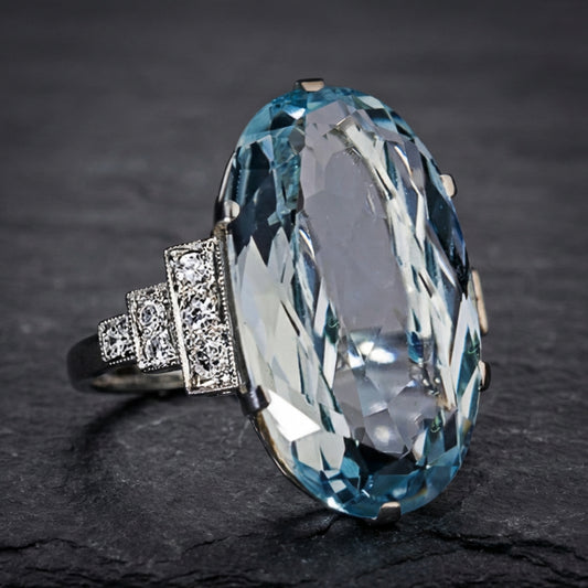 Elegant Sky Blue Oval Ring 43559606