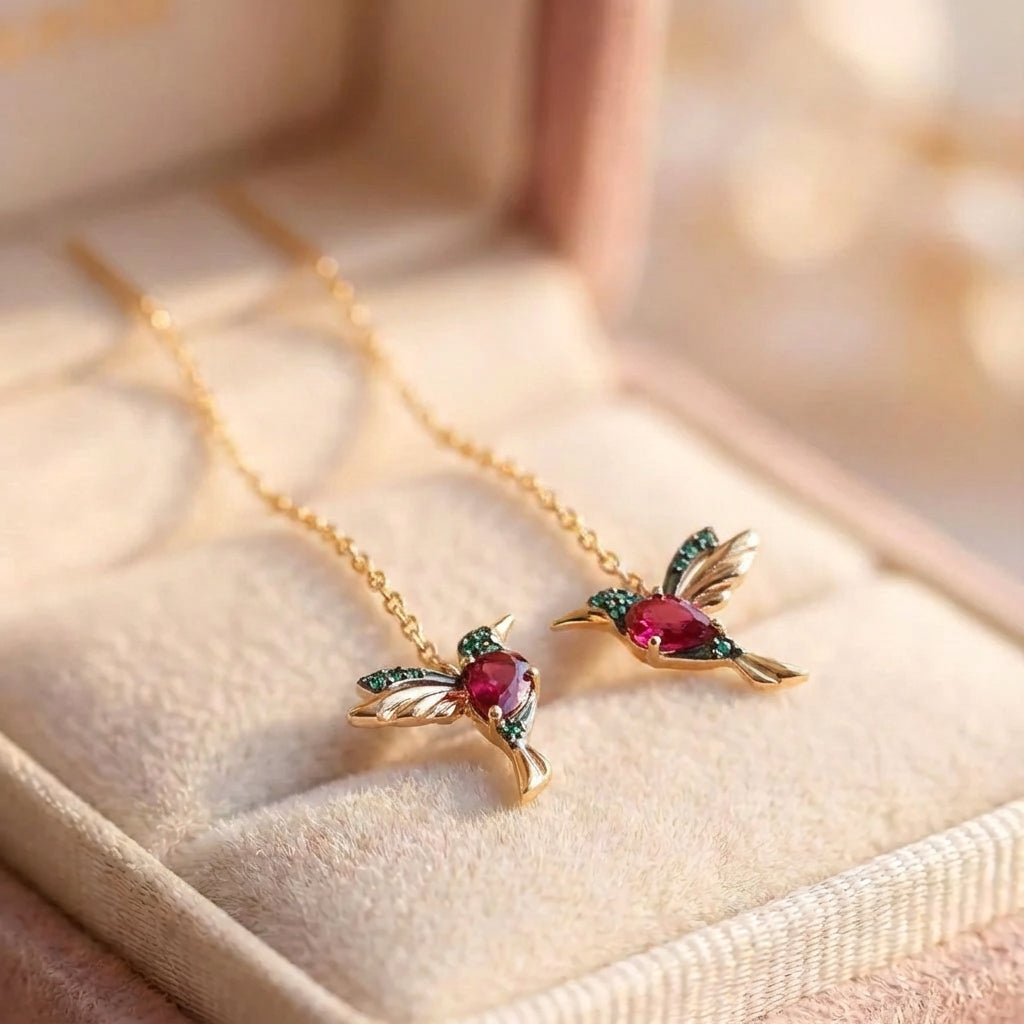 Elegant Sparkling Rhinestone Hummingbird Dangle