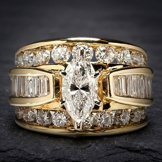 Elegant Three Row Diamond Ring 60849339