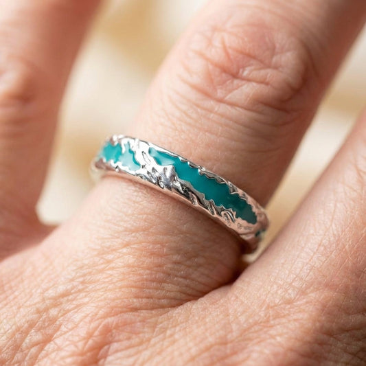 Elegant Turquoise Couple Rings