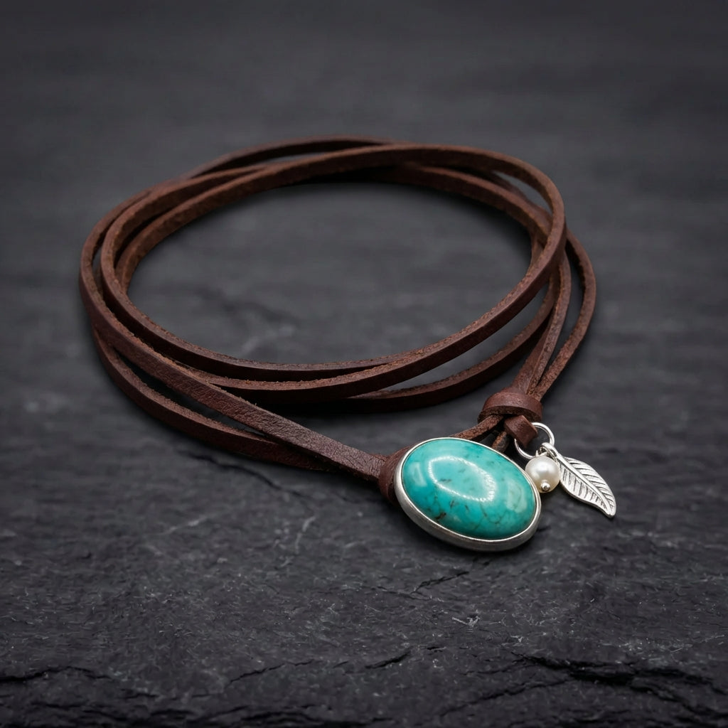Elegant Turquoise Silver Charm Choker