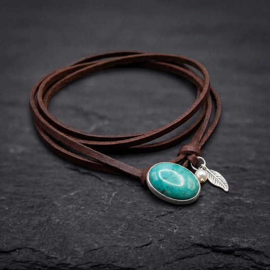 Elegant Turquoise Silver Charm Choker