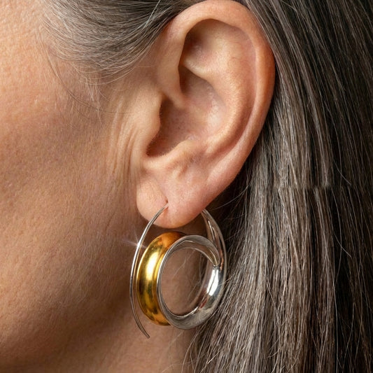 Elegant Two Tone Hoop Earrings