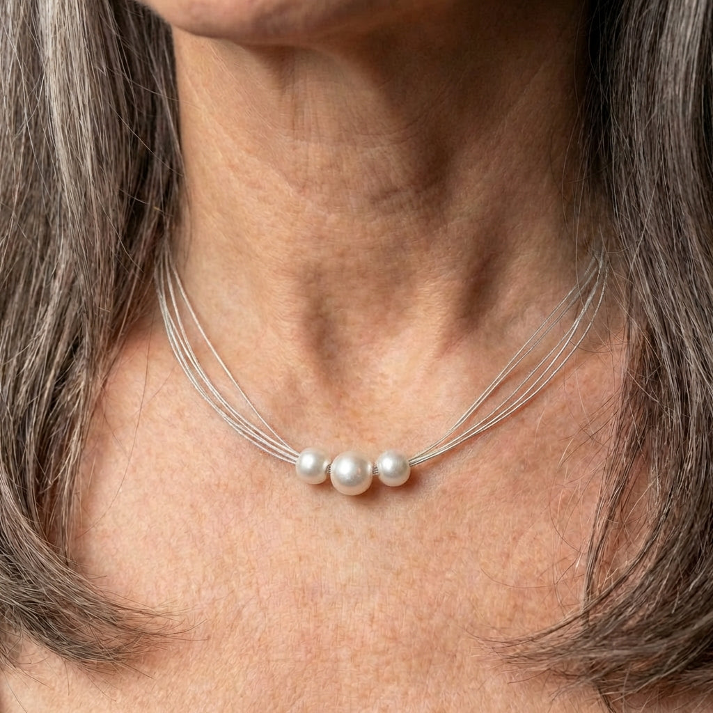 Elegant White Pearl Layered Necklace