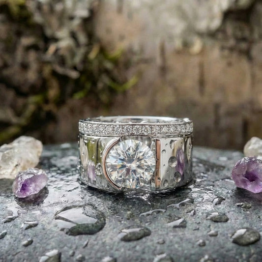 Elegant Wide Band Geometric Channel Set Ring