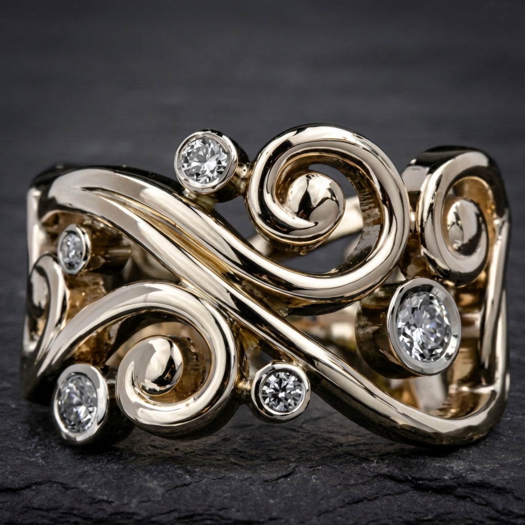 Elegant Zircon Swirl Ring 74086025