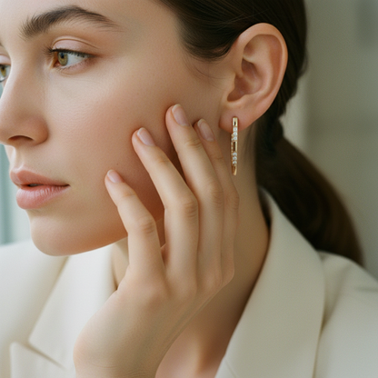 Elegant Zirconia Earrings In Gold