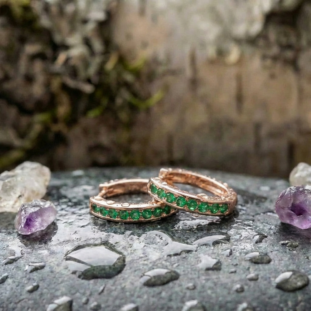 Emerald Diamond Earrings In Gold