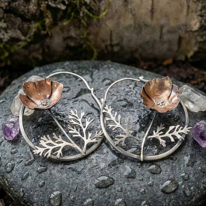 Ethnic Style Flower Hoop Dangle Earrings