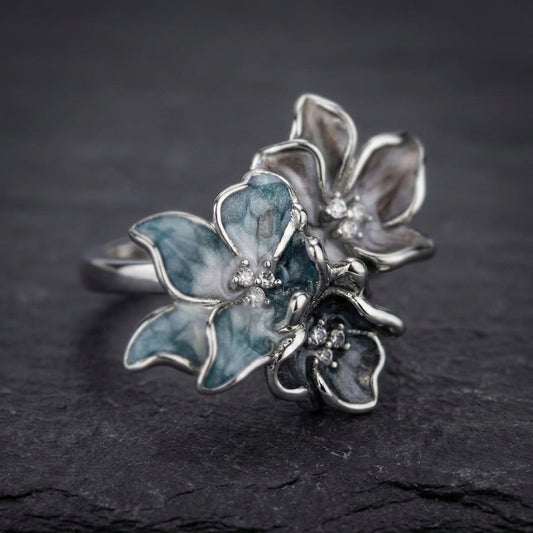 Exotic Flower Ring In 925 Sterling Silver