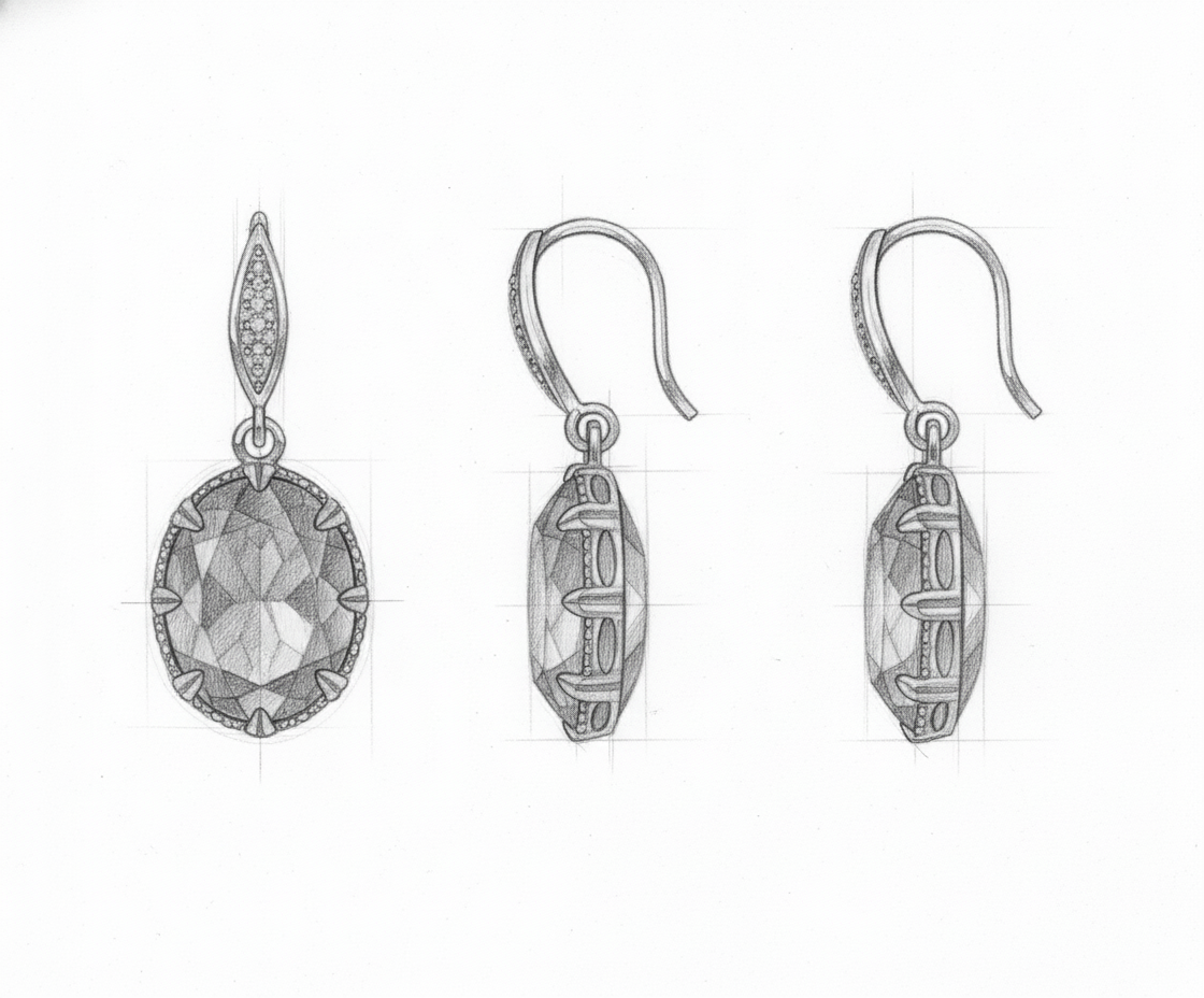 Exquisite Oval Inlaid With Blue Green Zircon Earrings