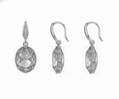 Exquisite Oval Inlaid With Blue Green Zircon Earrings