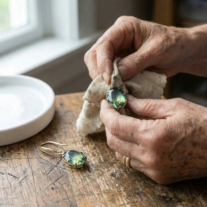 Exquisite Oval Inlaid With Blue Green Zircon Earrings
