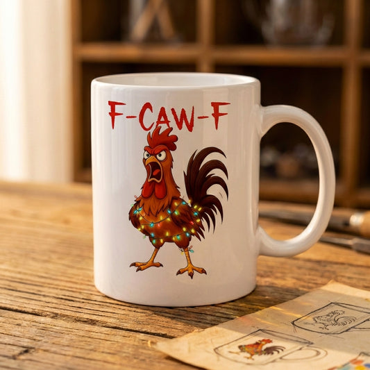 F Caw F Holiday Rooster Mug