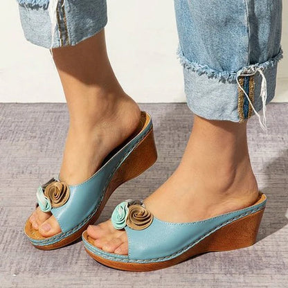Floral Wedge Slides