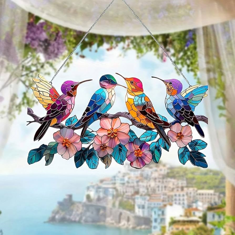 Four Birds Blossom Branch Suncatcher