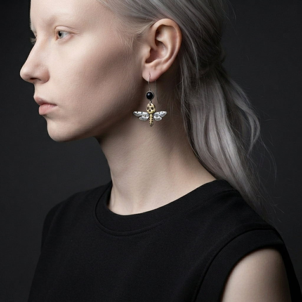 Death's Head Moth Drop Earrings
