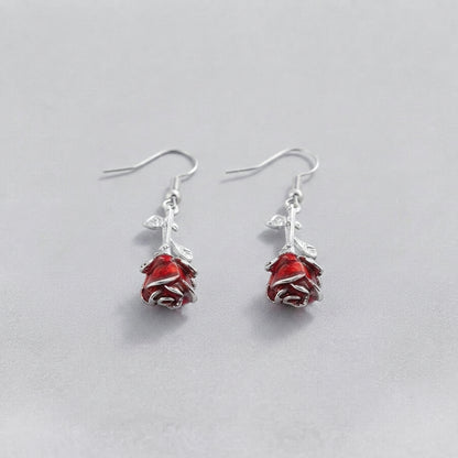 Blood Rose Bud Earrings