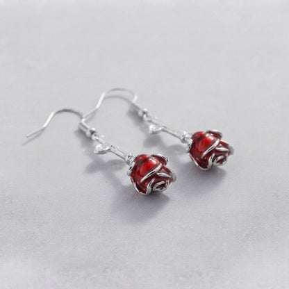 Blood Rose Bud Earrings