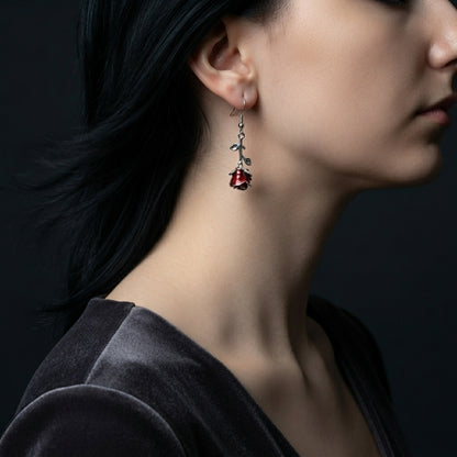 Blood Rose Bud Earrings