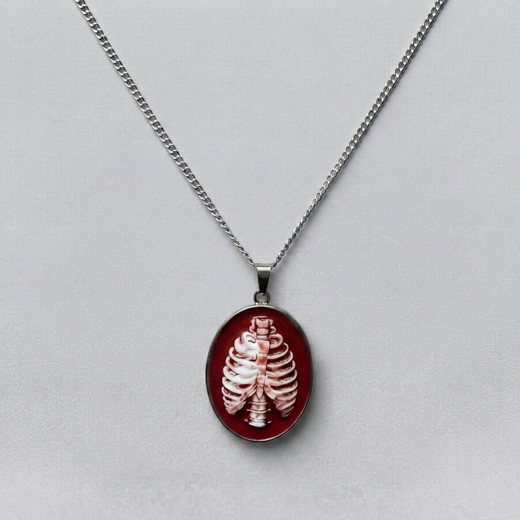 Anatomical Rib Cage Cameo Necklace