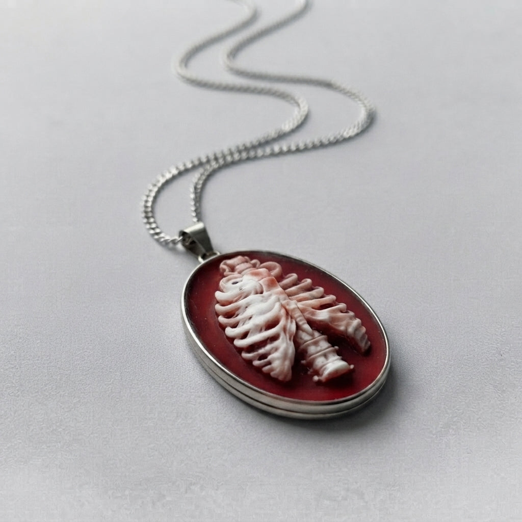 Anatomical Rib Cage Cameo Necklace