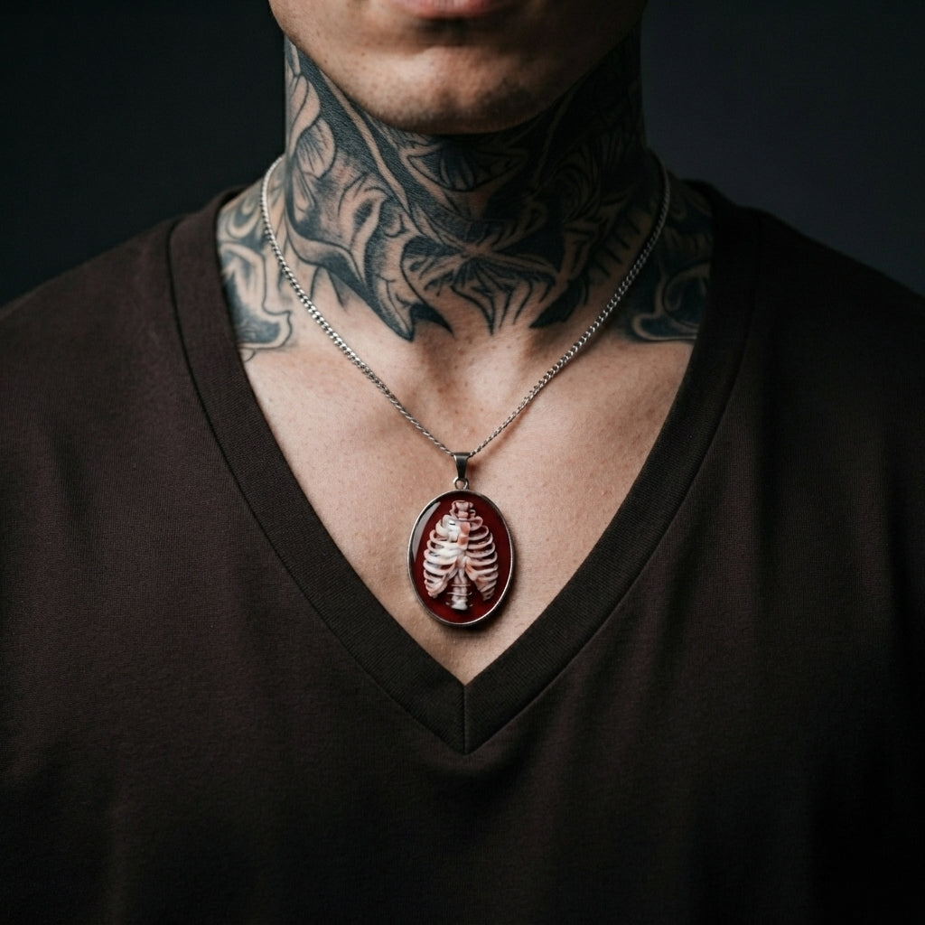 Anatomical Rib Cage Cameo Necklace