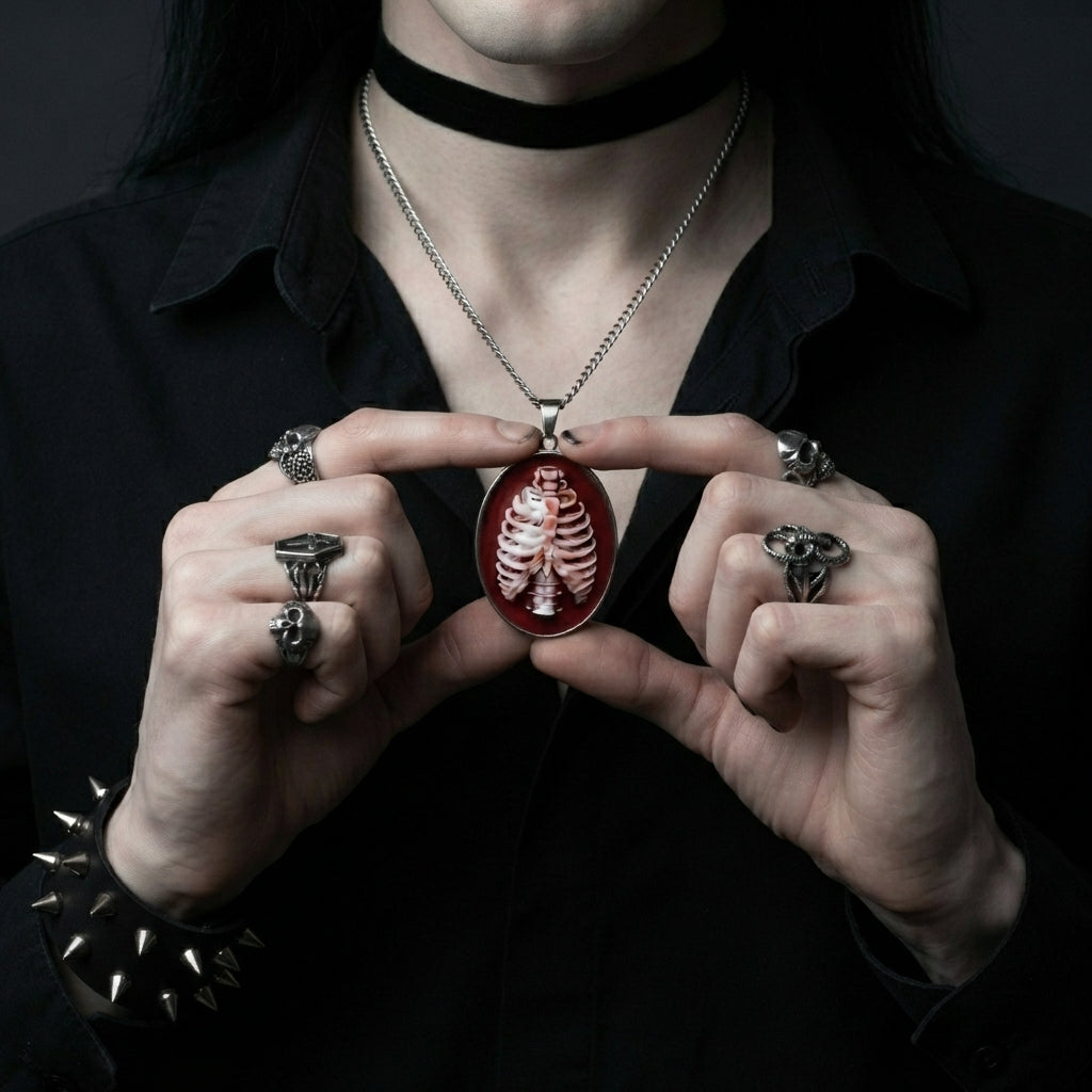 Anatomical Rib Cage Cameo Necklace