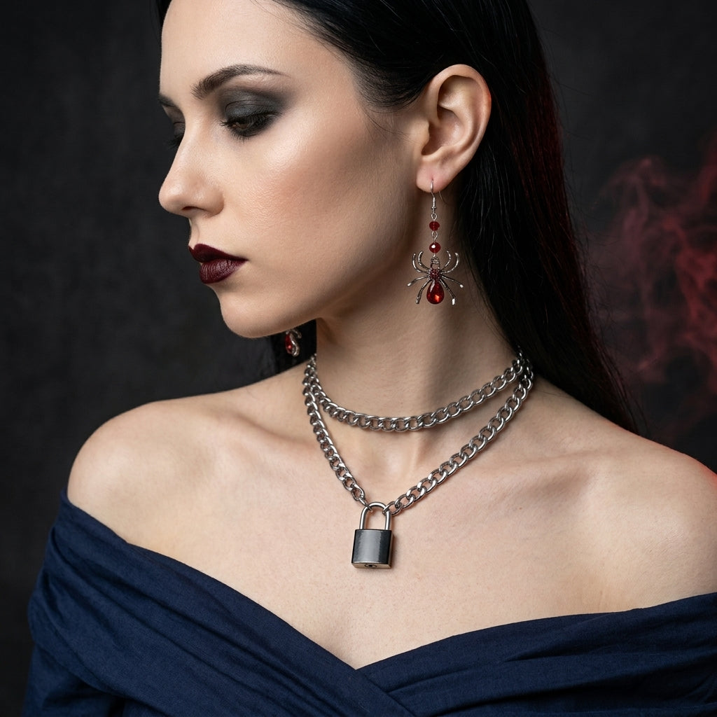Crimson Widow Spider Earrings