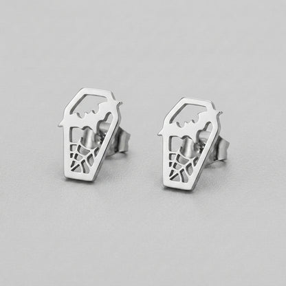 Spiderweb Coffin Stud Earrings