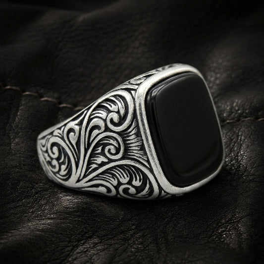 Midnight Sovereign Black Onyx Signet Ring
