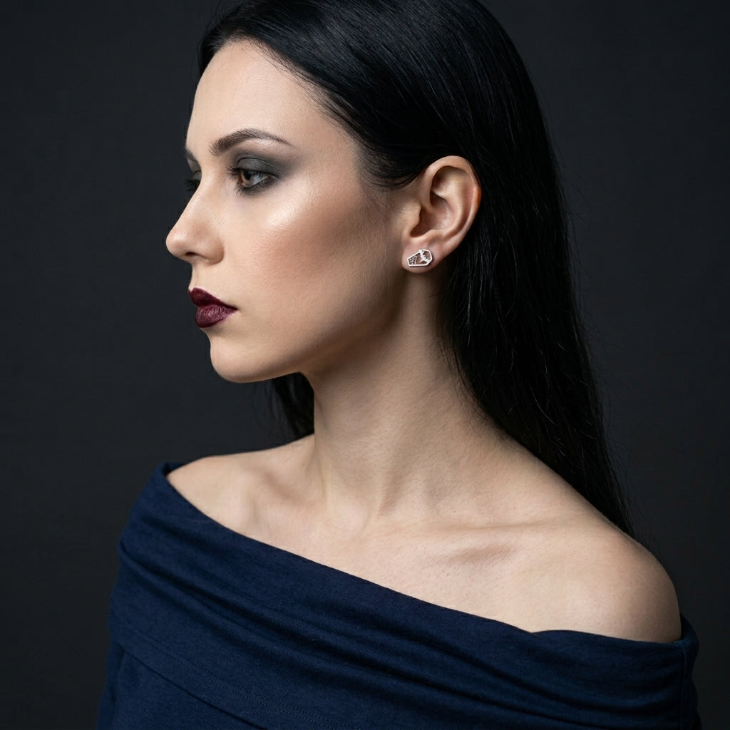 Spiderweb Coffin Stud Earrings