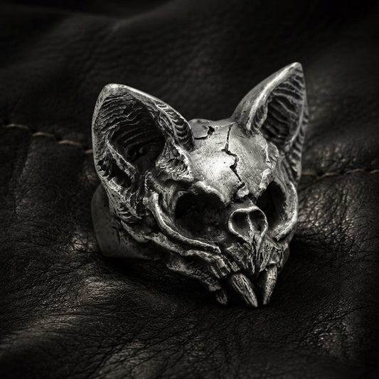 Calvarium Cat Skull Statement Ring