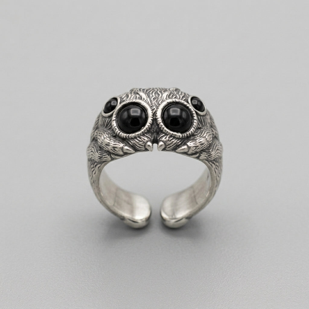 Onyx-Eyed Spider Ring